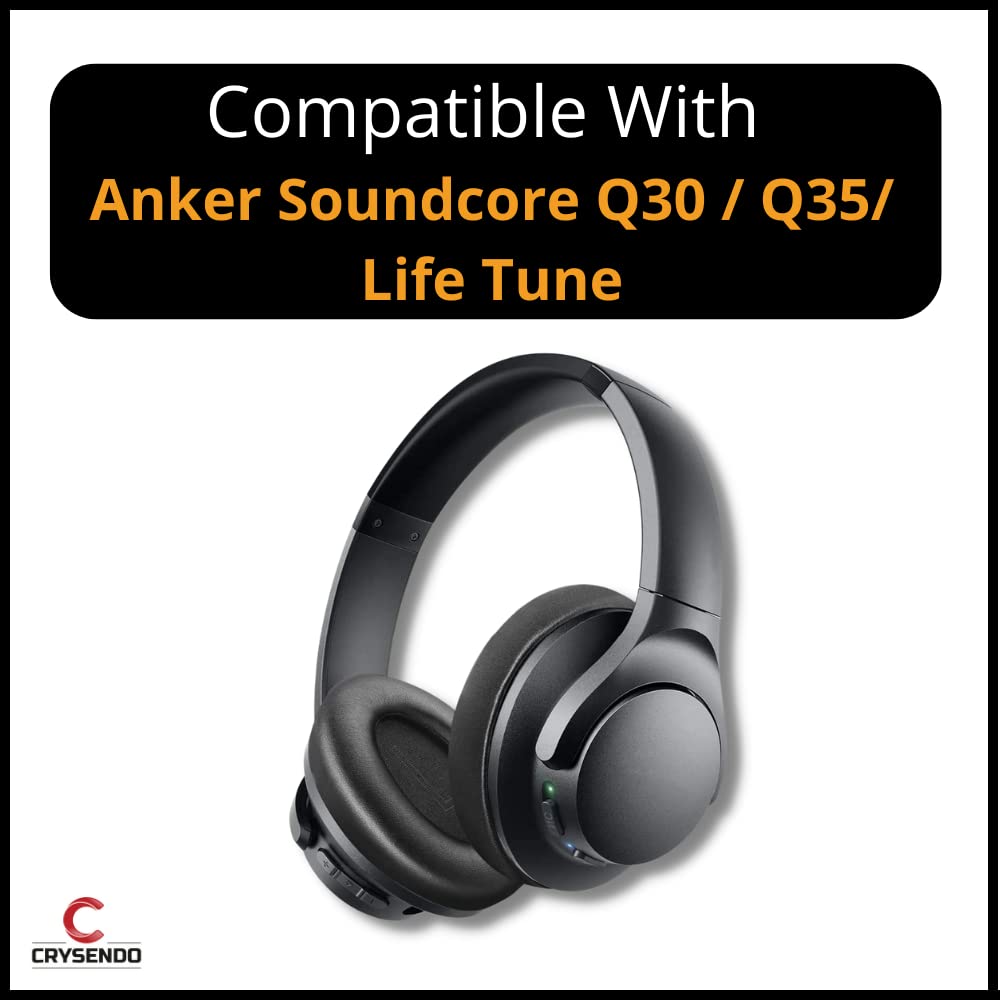  AHG Premium Replacement Soundcore Q30 Headphones Ear Pads/ Soundcore Q35 Ear Cushions Compatible with Anker Soundcore Life Q30 Q35  (Black). Premium Protein Leather/High-Density Foam/Extra Thick : Electronics