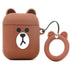 Soft Silicone Case for AirPods, with Anti-Lost Carabiner. Shock Proof AirPods Protective Cover Skin Sleeve (Brown Bear) (Not for Airpods Pro)
